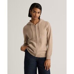 Quince Mongolian Cashmere Hoodie Women's S Oatmeal Full Zip NWT